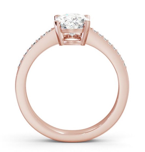 Oval Diamond Low Setting Engagement Ring 18K Rose Gold Solitaire with Channel Set Side Stones ENOV4S_RG_THUMB1