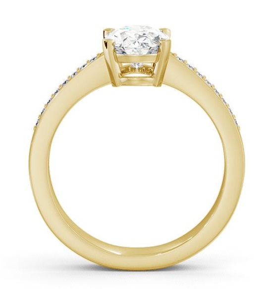 Oval Diamond Low Setting Engagement Ring 9K Yellow Gold Solitaire with Channel Set Side Stones ENOV4S_YG_THUMB1