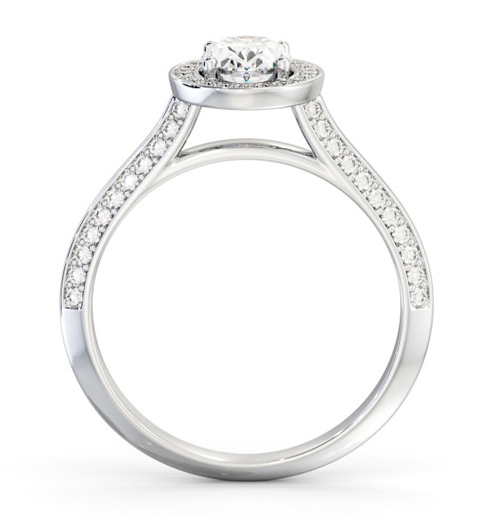 Halo Oval Diamond with Knife Edge Band Engagement Ring Palladium ENOV50_WG_THUMB1 