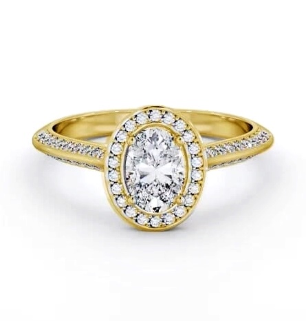 Halo Oval Diamond with Knife Edge Band Engagement Ring 18K Yellow Gold ENOV50_YG_THUMB2 