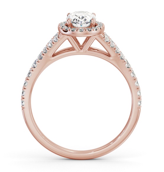 Halo Oval Diamond Split Band Engagement Ring 9K Rose Gold ENOV51_RG_THUMB1 