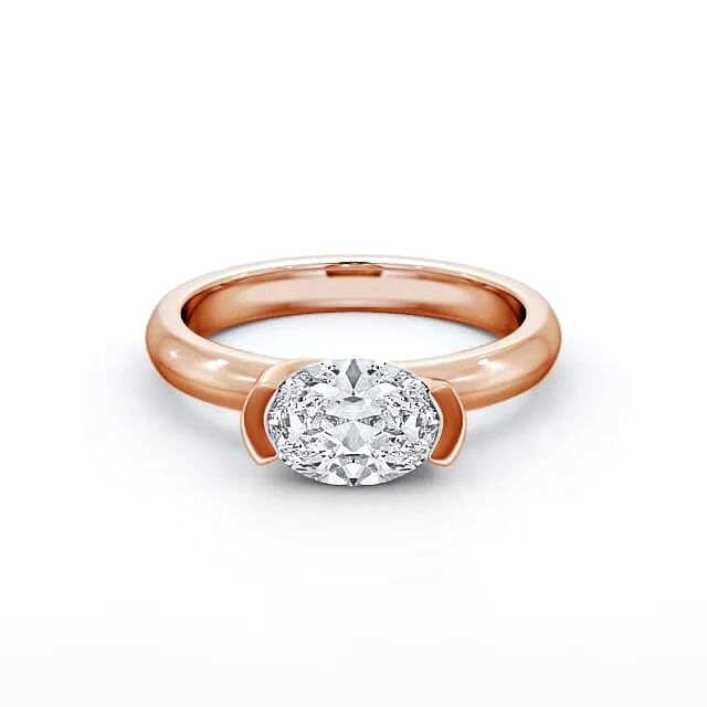 Oval Diamond Engagement Ring 18K Rose Gold Solitaire - Lilla ENOV5_RG_HAND