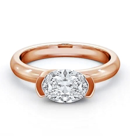 Oval Diamond Tension East West Design Ring 18K Rose Gold Solitaire ENOV5_RG_THUMB1