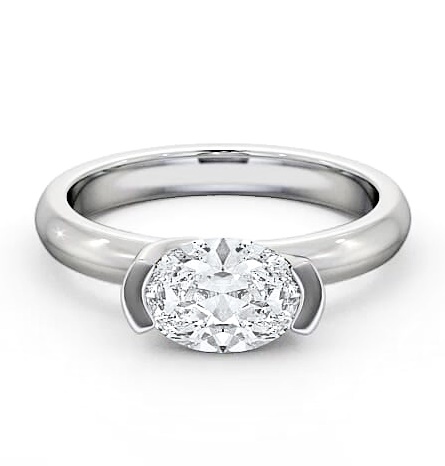Oval Diamond Tension East West Design Ring 18K White Gold Solitaire ENOV5_WG_THUMB1