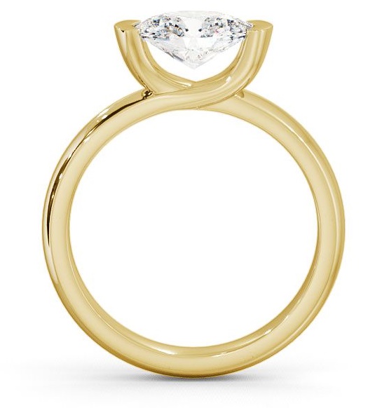 Oval Diamond Tension East West Design Engagement Ring 18K Yellow Gold Solitaire ENOV5_YG_THUMB1