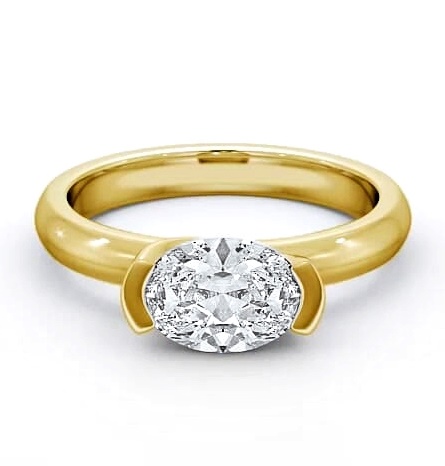 Oval Diamond Tension East West Design Ring 9K Yellow Gold Solitaire ENOV5_YG_THUMB2 