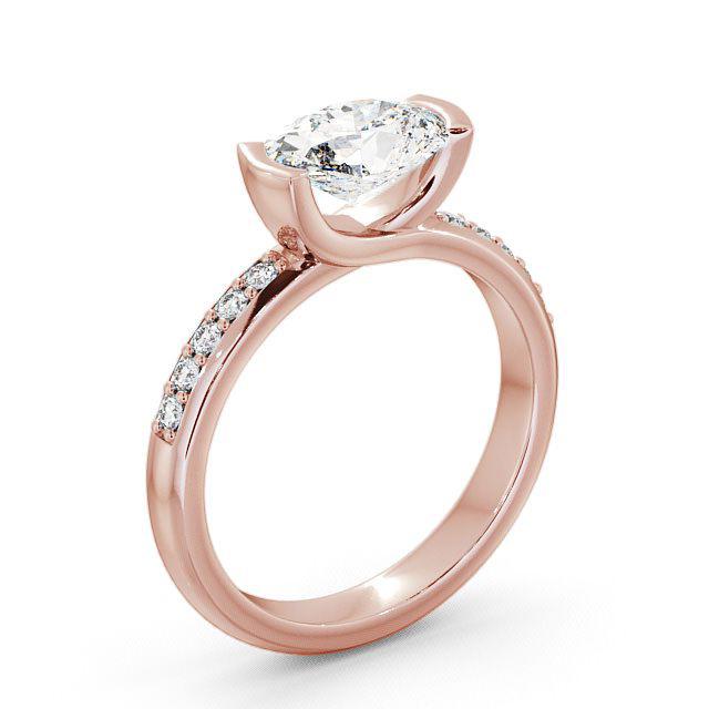 Oval Diamond Engagement Ring 9K Rose Gold Solitaire With Side Stones - Camia ENOV5S_RG_HAND