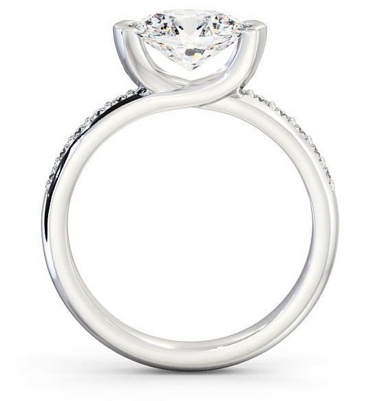 Oval Diamond East West Tension Design Ring 18K White Gold Solitaire ENOV5S_WG_THUMB1 