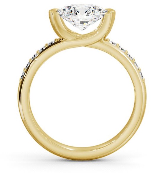 Oval Diamond East West Tension Design Ring 18K Yellow Gold Solitaire ENOV5S_YG_THUMB1 