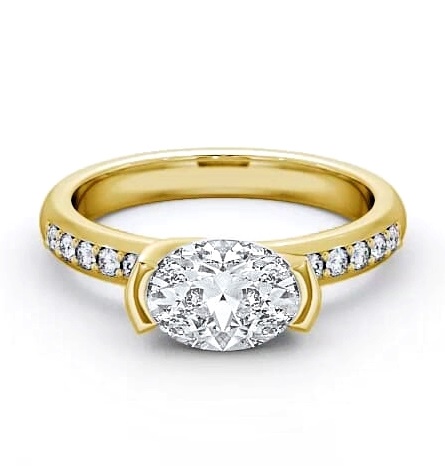 Oval Diamond East West Tension Design Ring 9K Yellow Gold Solitaire ENOV5S_YG_THUMB1