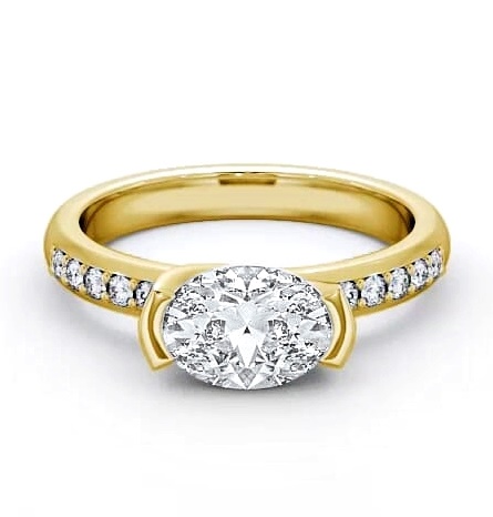 Oval Diamond East West Tension Design Ring 18K Yellow Gold Solitaire ENOV5S_YG_THUMB2 