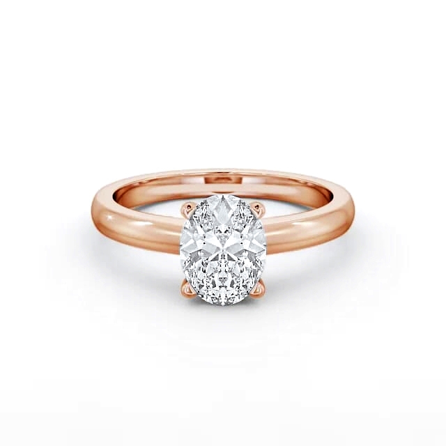 Oval Diamond Engagement Ring 18K Rose Gold Solitaire - Amena ENOV6_RG_HAND
