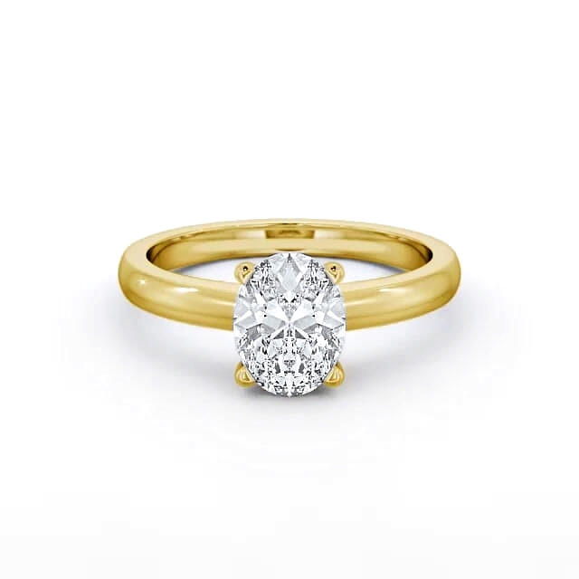 Oval Diamond Engagement Ring 18K Yellow Gold Solitaire - Amena ENOV6_YG_HAND