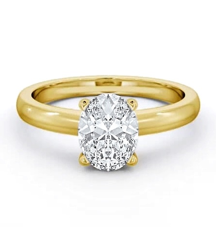 Oval Diamond 4 Prong Engagement Ring 9K Yellow Gold Solitaire ENOV6_YG_THUMB1