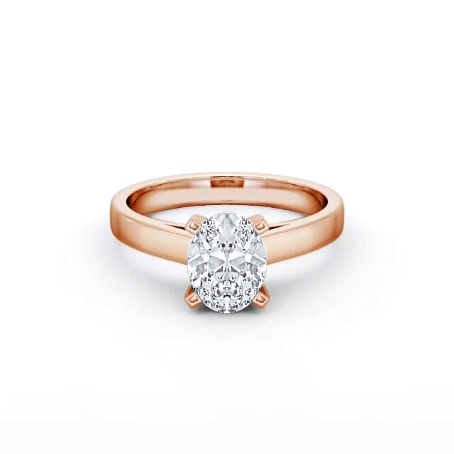 Oval Diamond Engagement Ring 18K Rose Gold Solitaire - Soliana ENOV7_RG_HAND