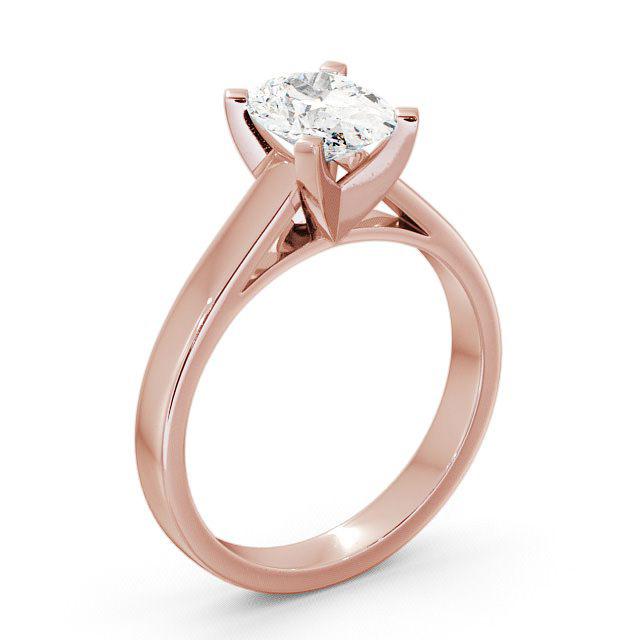 Oval Diamond Engagement Ring 9K Rose Gold Solitaire - Soliana ENOV7_RG_HAND
