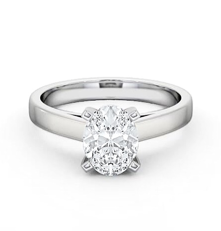 Oval Diamond Square Prongs Engagement Ring 18K White Gold Solitaire ENOV7_WG_THUMB2 