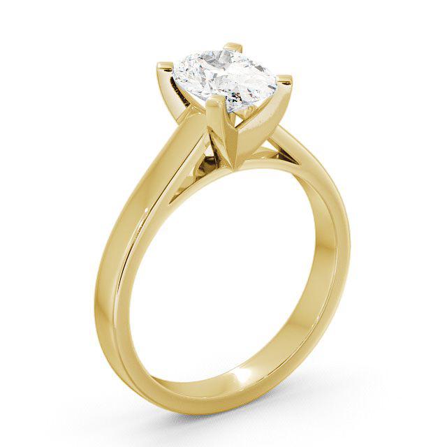 Oval Diamond Engagement Ring 9K Yellow Gold Solitaire - Soliana ENOV7_YG_HAND