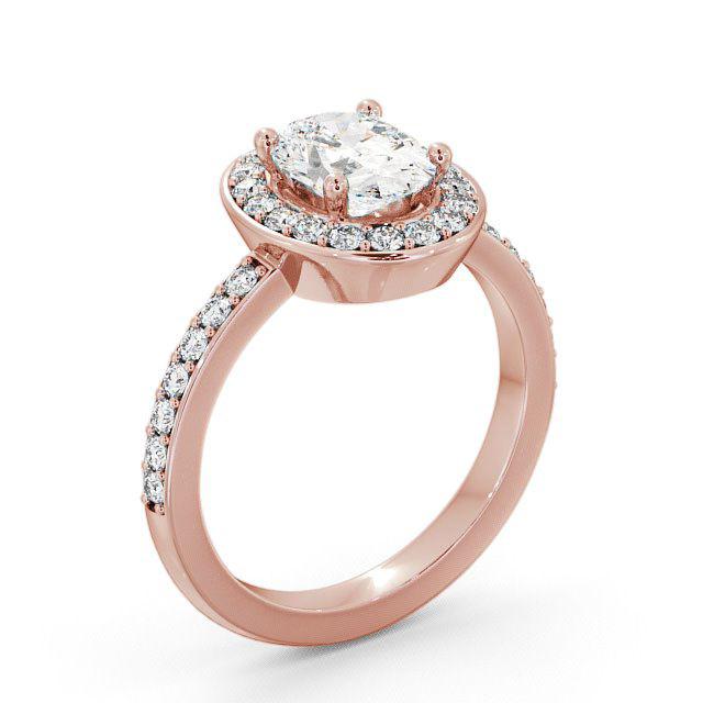 Halo Oval Diamond Engagement Ring 18K Rose Gold - Elissa ENOV8_RG_HAND