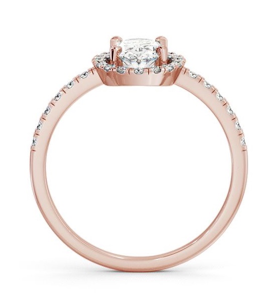 Halo Oval Diamond Low Setting Engagement Ring 18K Rose Gold ENOV9_RG_THUMB1 
