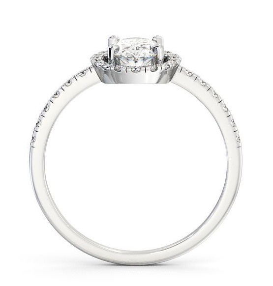 Halo Oval Diamond Low Setting Engagement Ring 9K White Gold ENOV9_WG_thumb1.jpg 