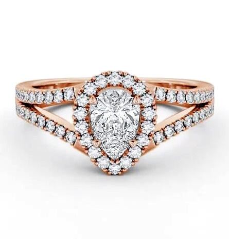 Halo Pear Diamond Split Band Engagement Ring 18K Rose Gold ENPE10_RG_THUMB1
