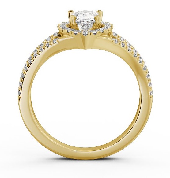 Halo Pear Diamond Split Band Engagement Ring 9K Yellow Gold ENPE10_YG_THUMB1