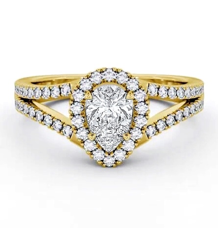 Halo Pear Diamond Split Band Engagement Ring 18K Yellow Gold ENPE10_YG_THUMB2 