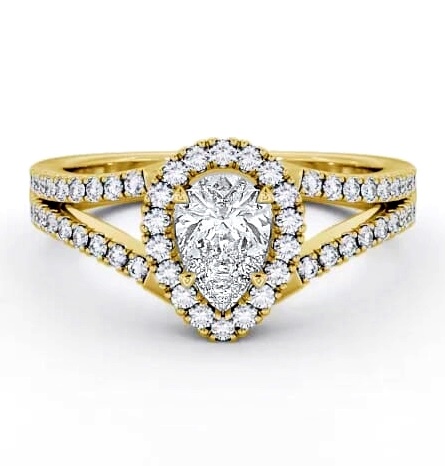 Halo Pear Diamond Split Band Engagement Ring 18K Yellow Gold ENPE10_YG_THUMB2 