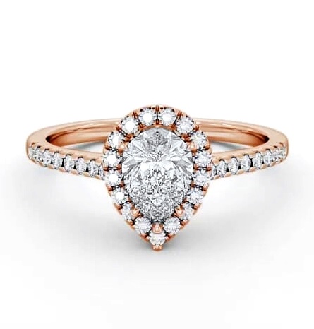 Halo Pear Diamond High Setting Engagement Ring 18K Rose Gold ENPE11_RG_THUMB1