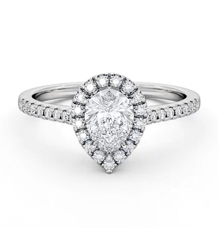 Halo Pear Diamond High Setting Engagement Ring 9K White Gold ENPE11_WG_THUMB2 
