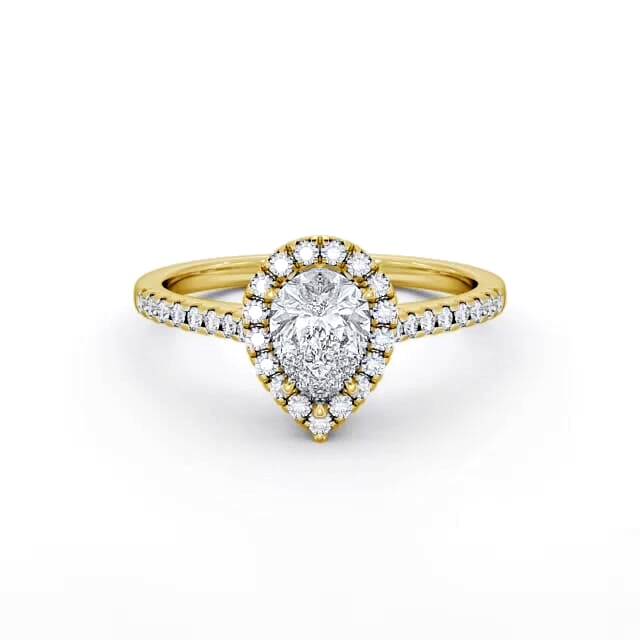 Halo Pear Diamond Engagement Ring 18K Yellow Gold - Delfina ENPE11_YG_HAND