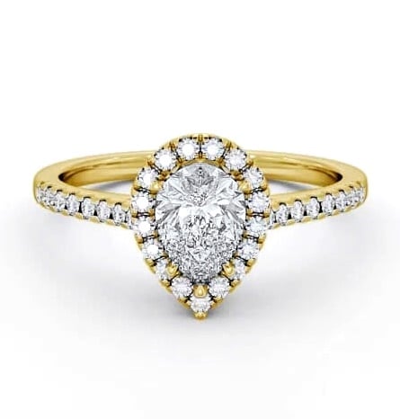 Halo Pear Diamond High Setting Engagement Ring 9K Yellow Gold ENPE11_YG_THUMB1