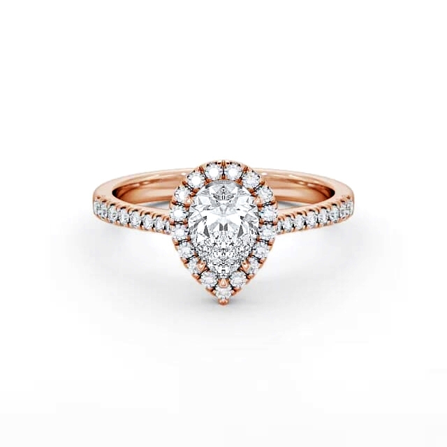 Halo Pear Diamond Engagement Ring 9K Rose Gold - Evianna ENPE12_RG_HAND