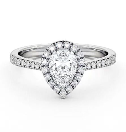 Halo Pear Diamond Classic Engagement Ring Platinum ENPE12_WG_THUMB2 