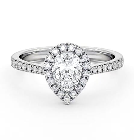 Halo Pear Diamond Classic Engagement Ring 9K White Gold ENPE12_WG_THUMB2 