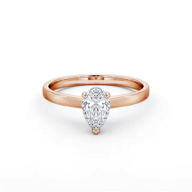 Pear Diamond Engagement Ring 18K Rose Gold Solitaire - Aubriana ENPE13_RG_HAND