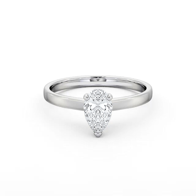 Pear Diamond Engagement Ring 18K White Gold Solitaire - Aubriana ENPE13_WG_HAND