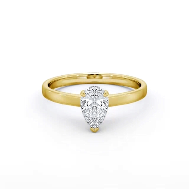 Pear Diamond Engagement Ring 18K Yellow Gold Solitaire - Aubriana ENPE13_YG_HAND