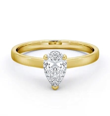 Pear Diamond Classic 3 Prong Engagement Ring 9K Yellow Gold Solitaire ENPE13_YG_THUMB1