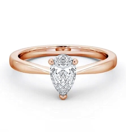 Pear Diamond Tapered Band Engagement Ring 9K Rose Gold Solitaire ENPE14_RG_THUMB1