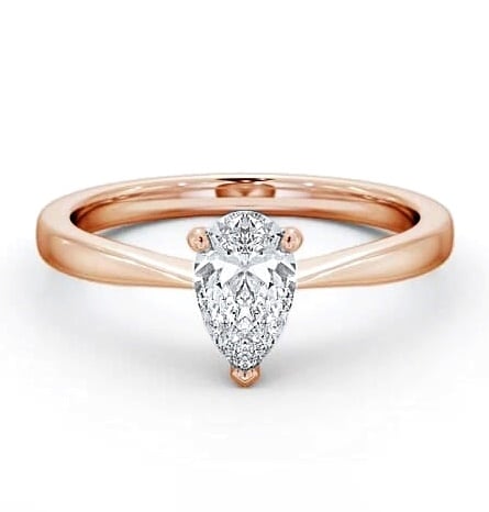 Pear Diamond Tapered Band Engagement Ring 18K Rose Gold Solitaire ENPE14_RG_THUMB2 