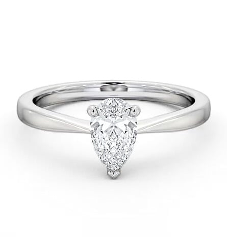 Pear Diamond Tapered Band Engagement Ring Platinum Solitaire ENPE14_WG_THUMB2 