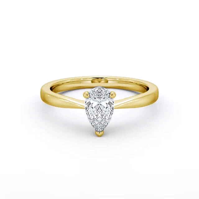 Pear Diamond Engagement Ring 18K Yellow Gold Solitaire - Averie ENPE14_YG_HAND