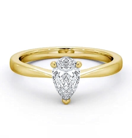 Pear Diamond Tapered Band Engagement Ring 18K Yellow Gold Solitaire ENPE14_YG_THUMB1