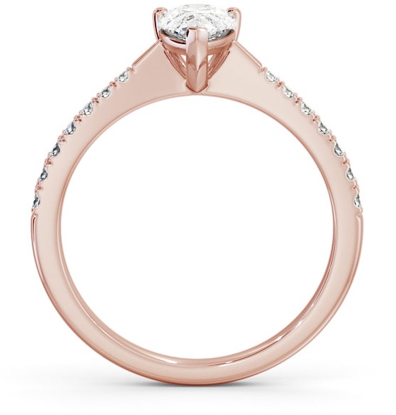 Pear Diamond Tapered Band Engagement Ring 9K Rose Gold Solitaire with Channel Set Side Stones ENPE14S_RG_THUMB1