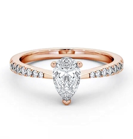 Pear Diamond Tapered Band Engagement Ring 18K Rose Gold Solitaire ENPE14S_RG_THUMB1