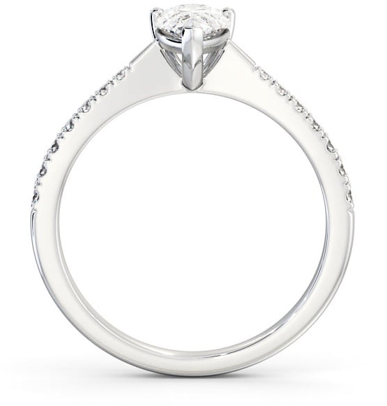Pear Diamond Tapered Band Engagement Ring 18K White Gold Solitaire with Channel Set Side Stones ENPE14S_WG_THUMB1 
