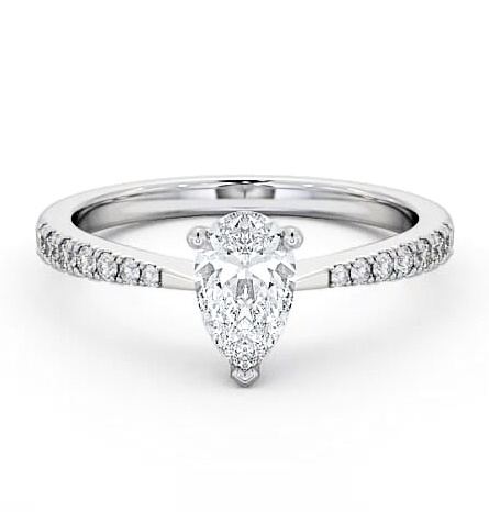 Pear Diamond Tapered Band Engagement Ring 9K White Gold Solitaire ENPE14S_WG_THUMB1