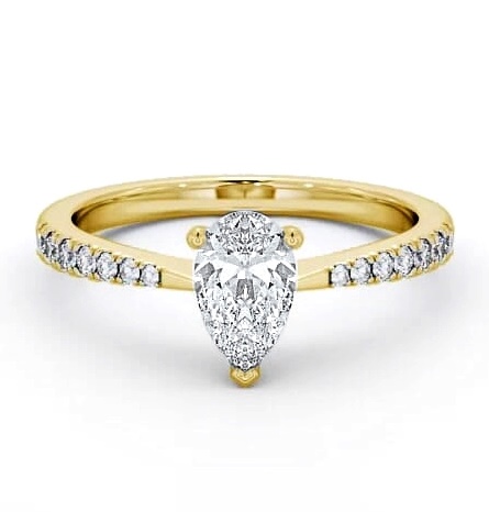 Pear Diamond Tapered Band Engagement Ring 18K Yellow Gold Solitaire ENPE14S_YG_THUMB2 
